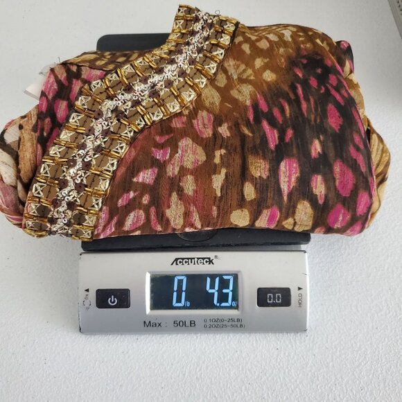 Chicos Womens Beaded Animal Print Tunic Top Size 16 Embellished Neckline Sheer - Picture 10 of 10